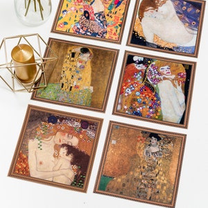 Gustav Klimt Table placemat set of 6 famous artworks | Cottagecore decor