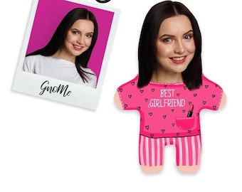 Best Girlfriend Custom mini me Fotokissen | Personalisierte Puppe Plüsch Party Girl | Persönliches Stofftier bedrucktes Gesichtskissen