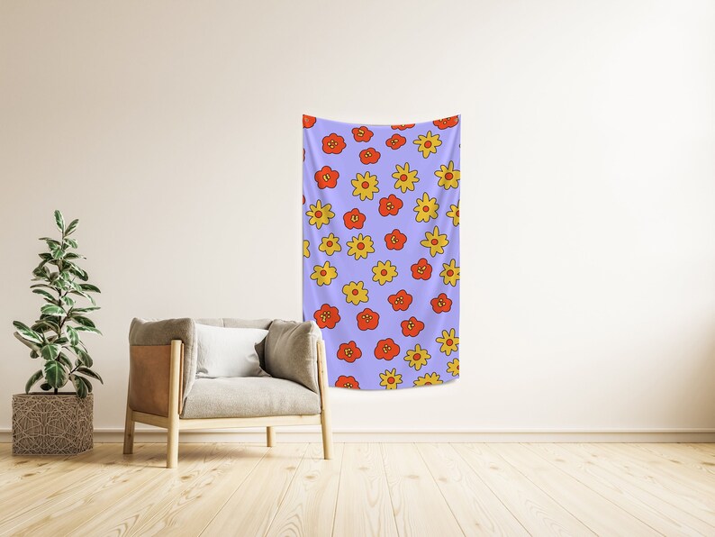 Kidcore Flower Art Wall Tapestry Tiktok Weirdcore Lofi Wall Etsy