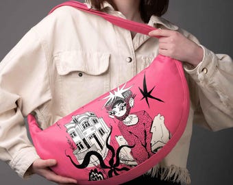Crossbody Hobo Bag | Flustas Jower | Breakcore Digital Artist | Style Purse | Strawberry | Fashion Accessories and Gifts | Shoulder Bag
