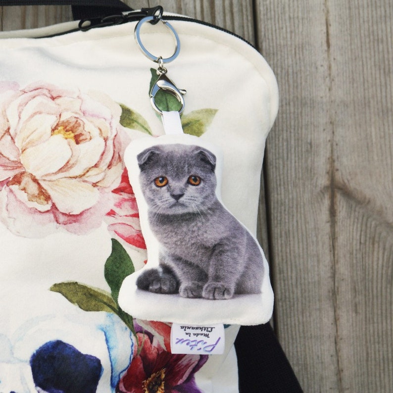 Personalized gift plush Keychain with cat PHOTO custom dog pet photo print stuffed keychain