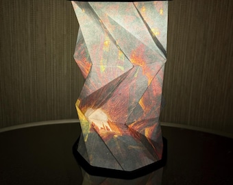 Lámpara plegable de origami / M. K. Čiurlionio, Cuento de hadas de los reyes / Linterna LED portátil / Regalo para amantes del arte