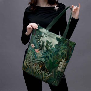 Canvas draagtas met tropische print | shopper met rits en vak | Meerdere maten | vakantie vliegtuigbagage