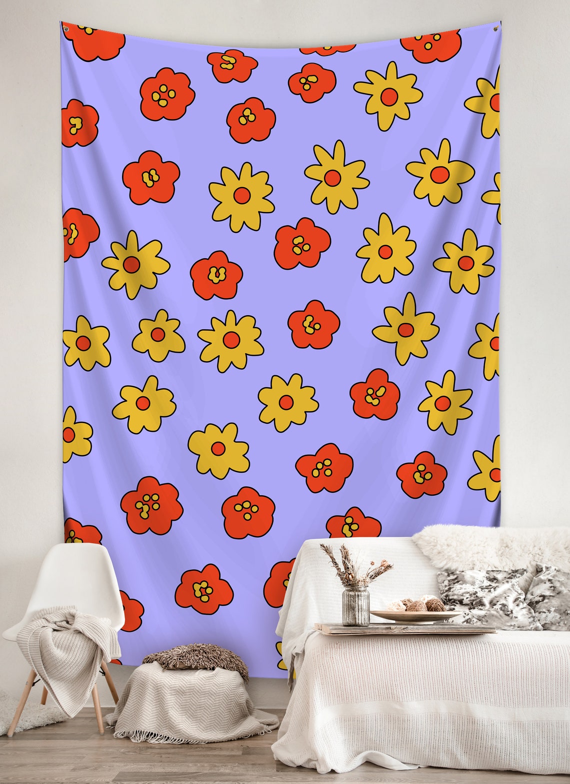 Kidcore Flower Art Wall Tapestry Tiktok Weirdcore Lofi Wall Etsy