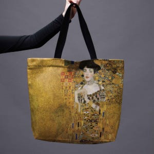 Adele Malerei Einkaufstasche | Gustav Klimt | Cottagecore Zubehör | mit Reißverschluss und Tasche