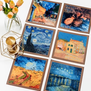 Fabric Vincent van Gogh Square placemat set of 6 Famous paintings