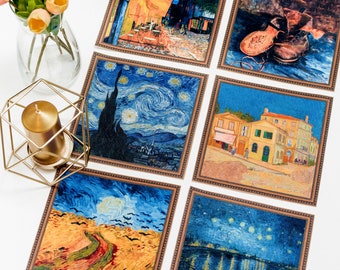 Stoffen Vincent van Gogh vierkante placemat set van 6 beroemde schilderijen