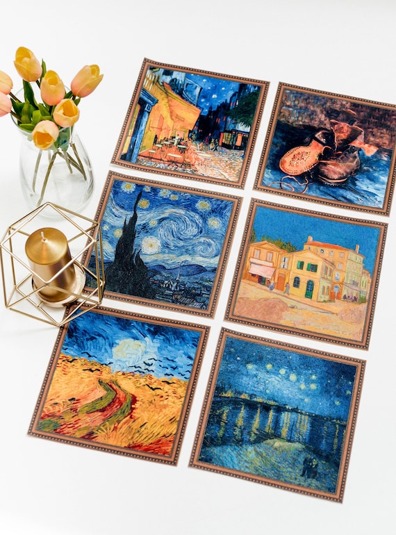 Fabric Vincent van Gogh Square placemat set of 6 Famous paintings