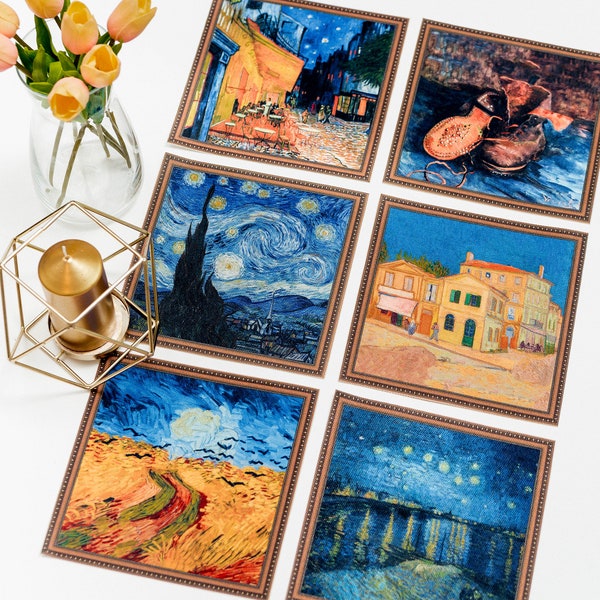 Fabric Vincent van Gogh Square placemat set of 6 Famous paintings