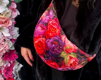 Peony Floral Hobo Bag | Crossbody | Spring Style | Art Inspired | Shoulder Bag | Gift for Her