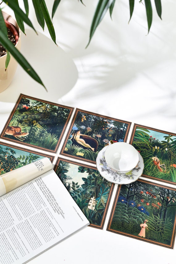 Nature Table placemat set of 6 | biophilic home decor | Henri Rousseau paintings