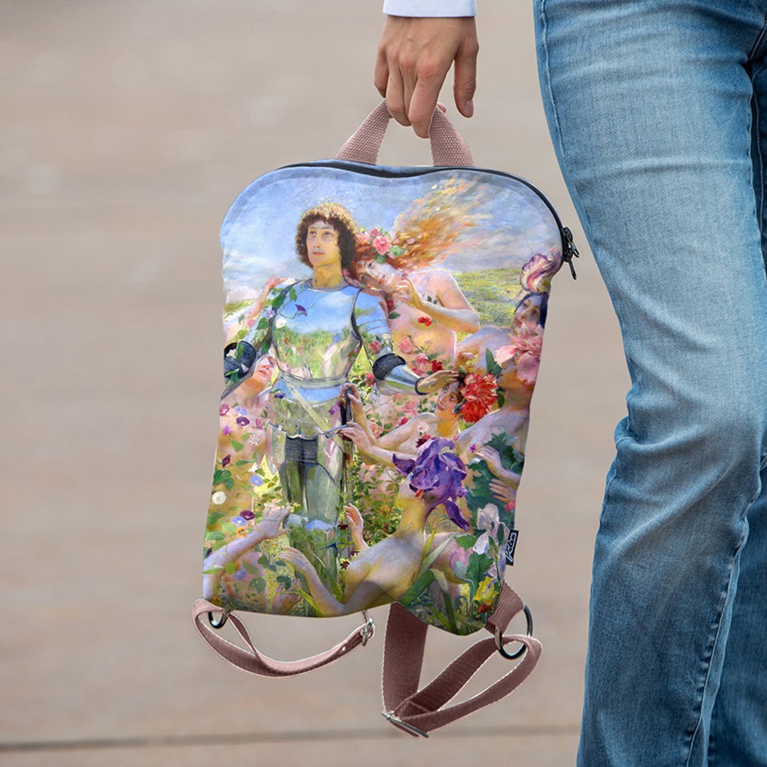 The Knight of the Flowers Velvet Backpack Georges Rochegrosse