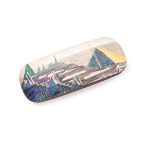 Estuche para gafas "Sueño Pirámide" / Estampado simbolista / M.K.Čiurlionis / Paño de microfibra de regalo en el interior / Accesorios artísticos únicos y decoración para el hogar