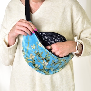 Sac de hanche Van Gogh, sac de ceinture en velours doux, sac de taille de fleurs d'amandier, sac banane floral, sac banane d'été, pochette à bandoulière de voyage