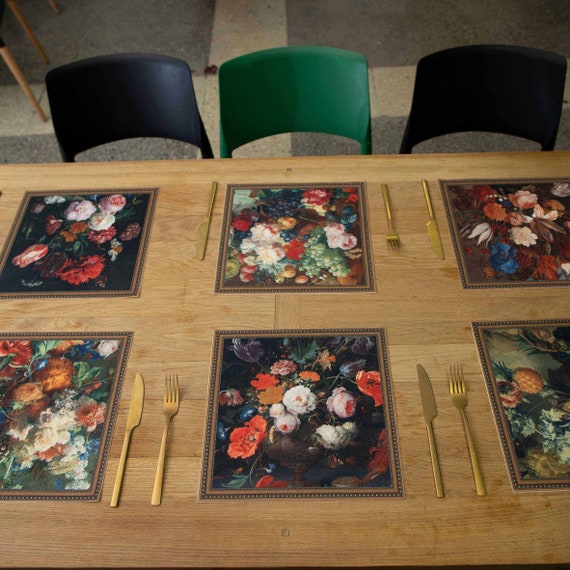 Fabric Placemat Set 6 Pcs Dutch Golden Age Still Life Etsy Australia
