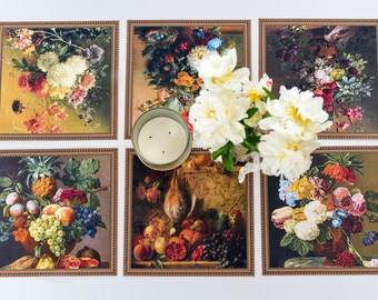 Cottagecore dark floral Table placemat set of 6 | Still life classical decor | Johannes van Os | Housewarming interior gifts