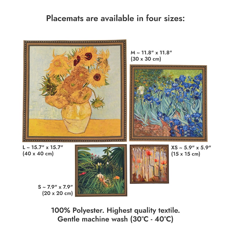 Gustav Klimt Table placemat set of 6 famous artworks | Cottagecore decor image 2