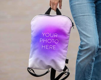 Custom made Backpack with your own image | Soft and sturdy velour rucksack | Different sizes