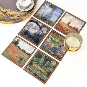 Claude Monet fabric famous artworks placemat set 6 pcs | Cottagecore decor