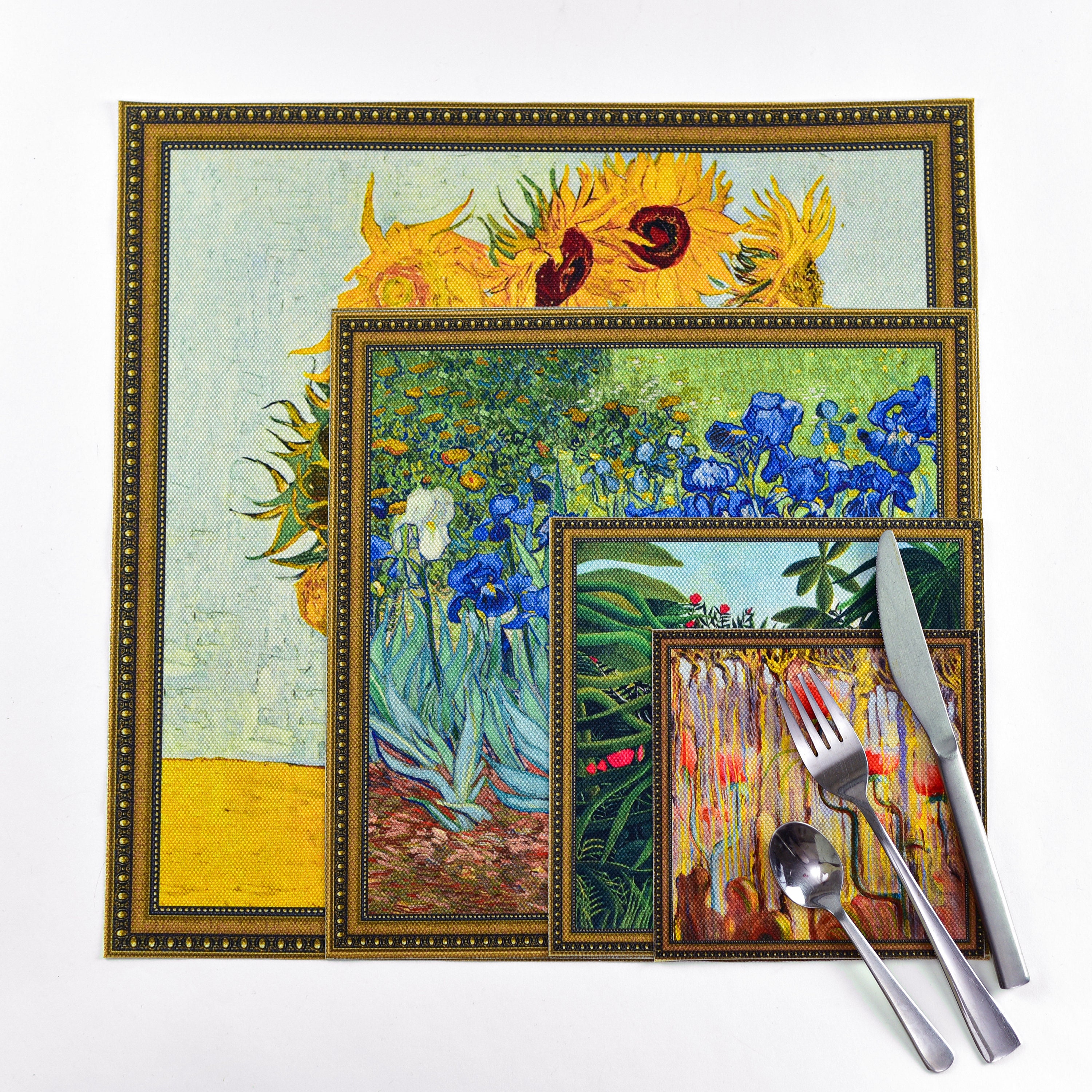 Van Gogh Tischsets Aus Leinen – 6 Stück, 30,5x45,7 Cm, Wasserdicht, Waschbar, Rustikale Deko