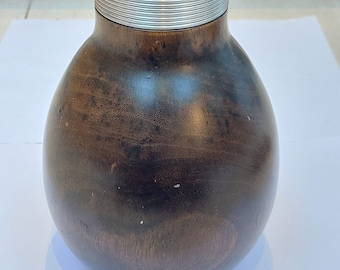 Large Carved Hardwood Vase