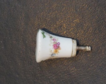 antique Small Porcelain Old Floral Decorated Door Handle.