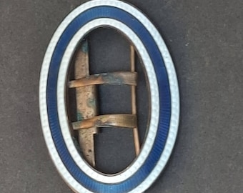 Fivela de cinto antiga em esmalte guilhoché