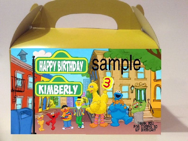 Party Personalized Qty 12 Sesame Street Birthday Goody Boxes