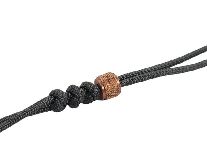 Lanyard Bead Knurled Copper Round Hand Machined in the USA EDC Paracord Beads Zipper Pull Charm