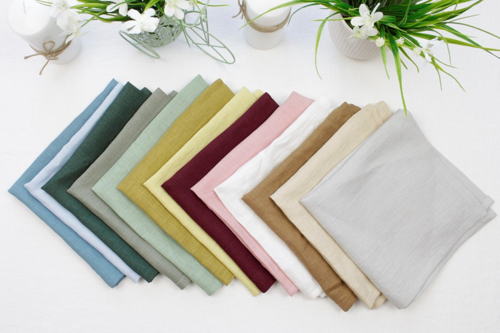 Sage Green Cloth Napkins Set Set of Blue Table Linen Napkins Etsy