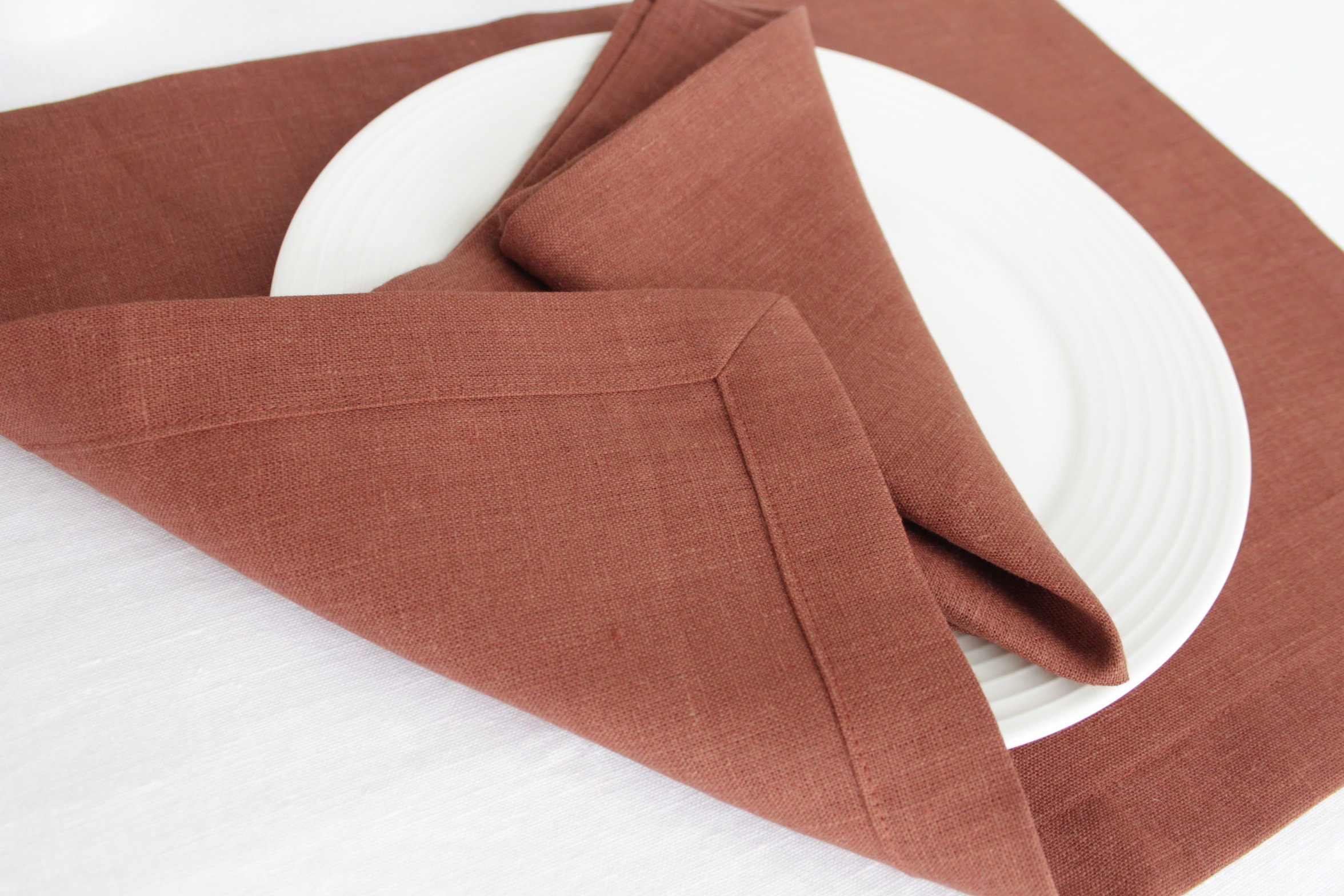 Terracotta linen placemats set of 6 Fall natural cloth Etsy
