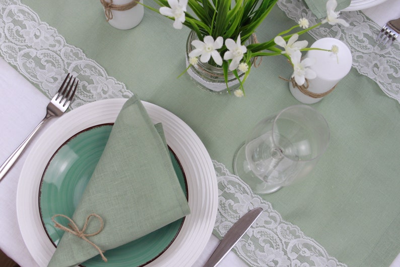 Wedding Lace Linen Table Runner Winter Wedding Table Decor Etsy