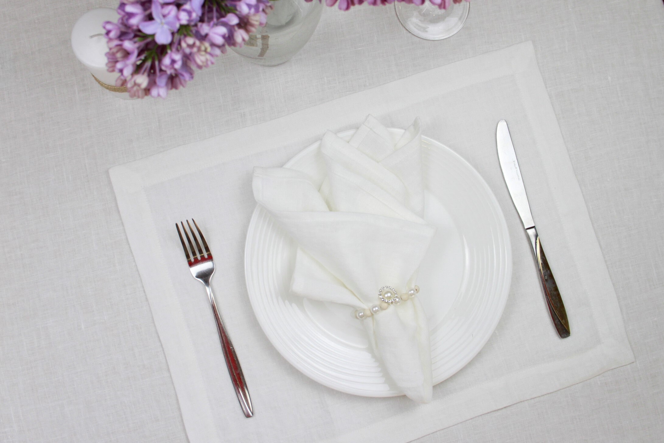 White linen placemats set of 6 Fall modern placemat Custom Etsy