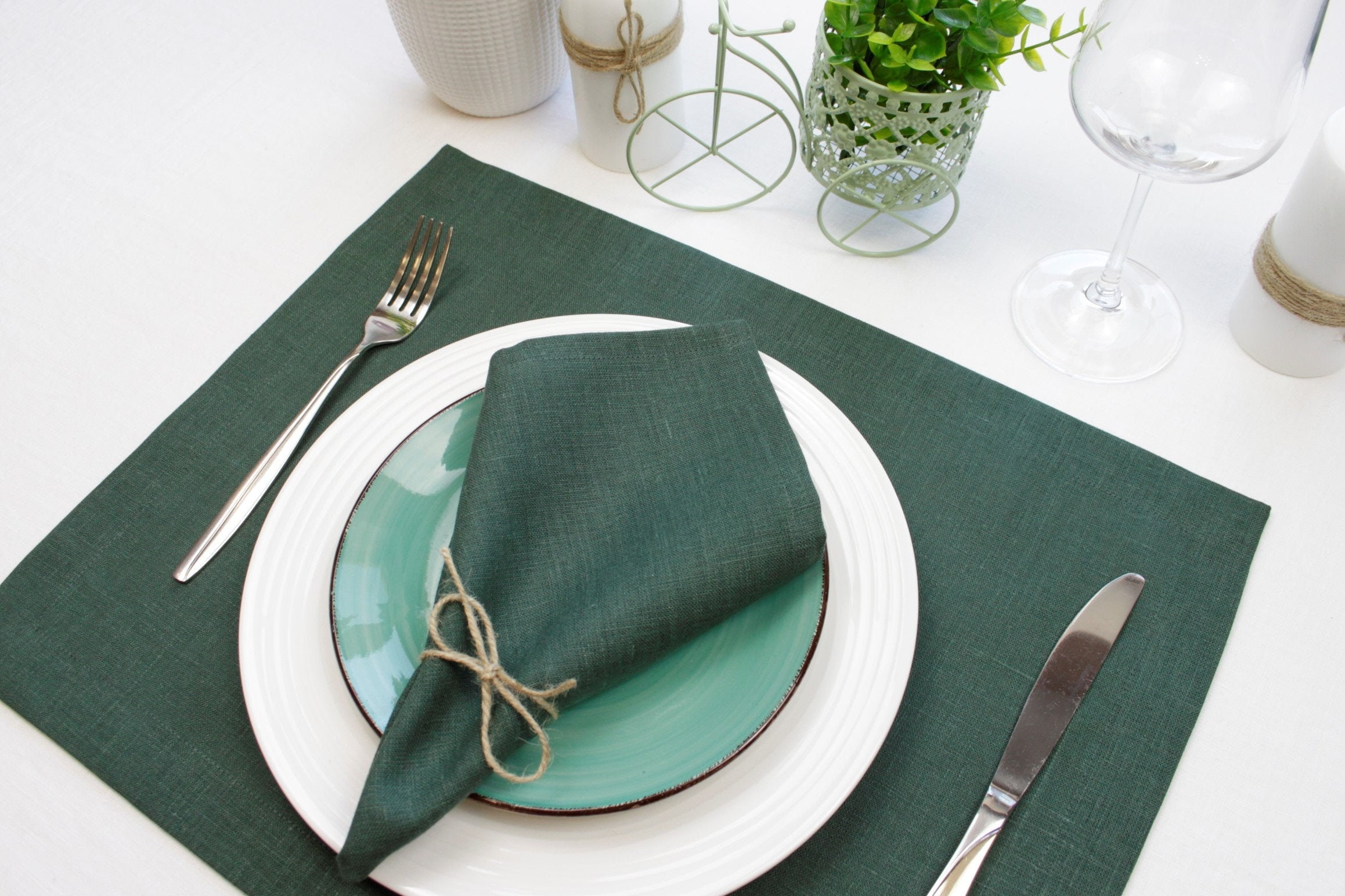 Sage green placemats set of 6 Christmas custom modern linen Etsy