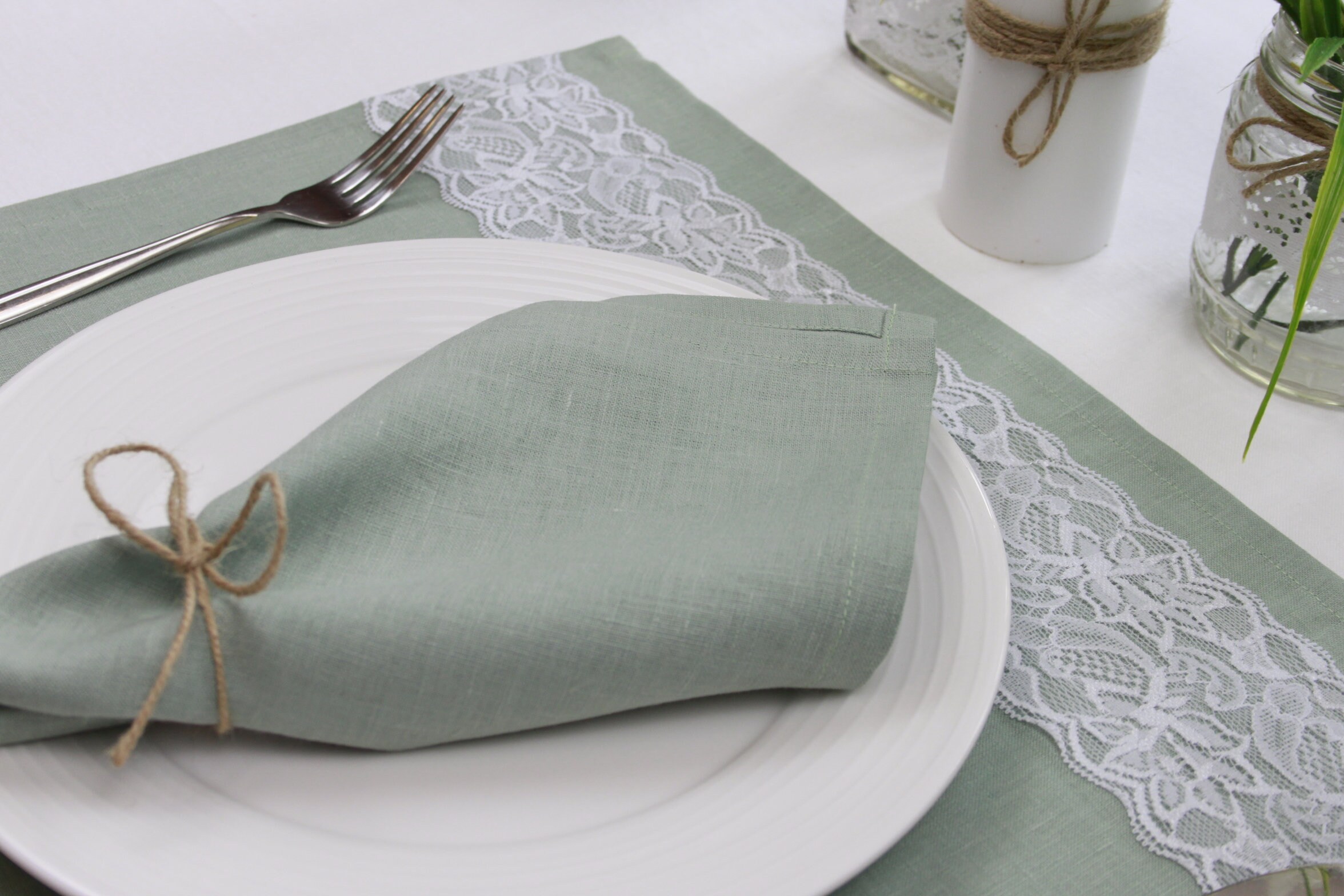 Dusty blue linen napkins Cloth napkins set Custom cocktail Etsy