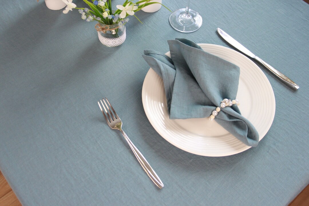 Dusty Blue Linen Napkins Bulk Custom Cloth Cocktail Napkins Etsy