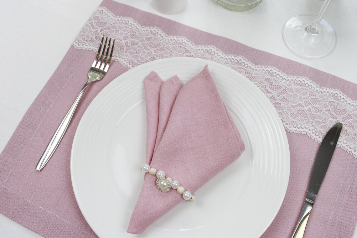 Blush napkins Cocktail napkins Pink linen Napkins Bulk Etsy