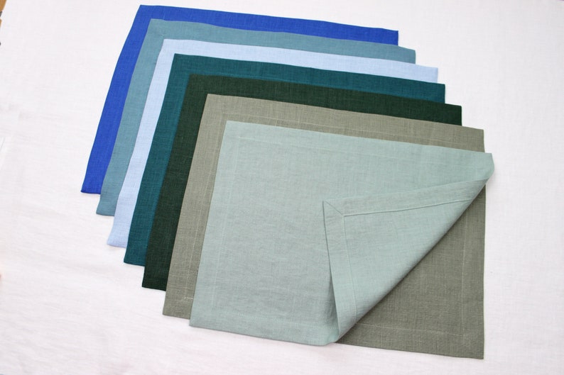 Custom Linen Placemats Set of 24681012 Sage Green Modern Etsy