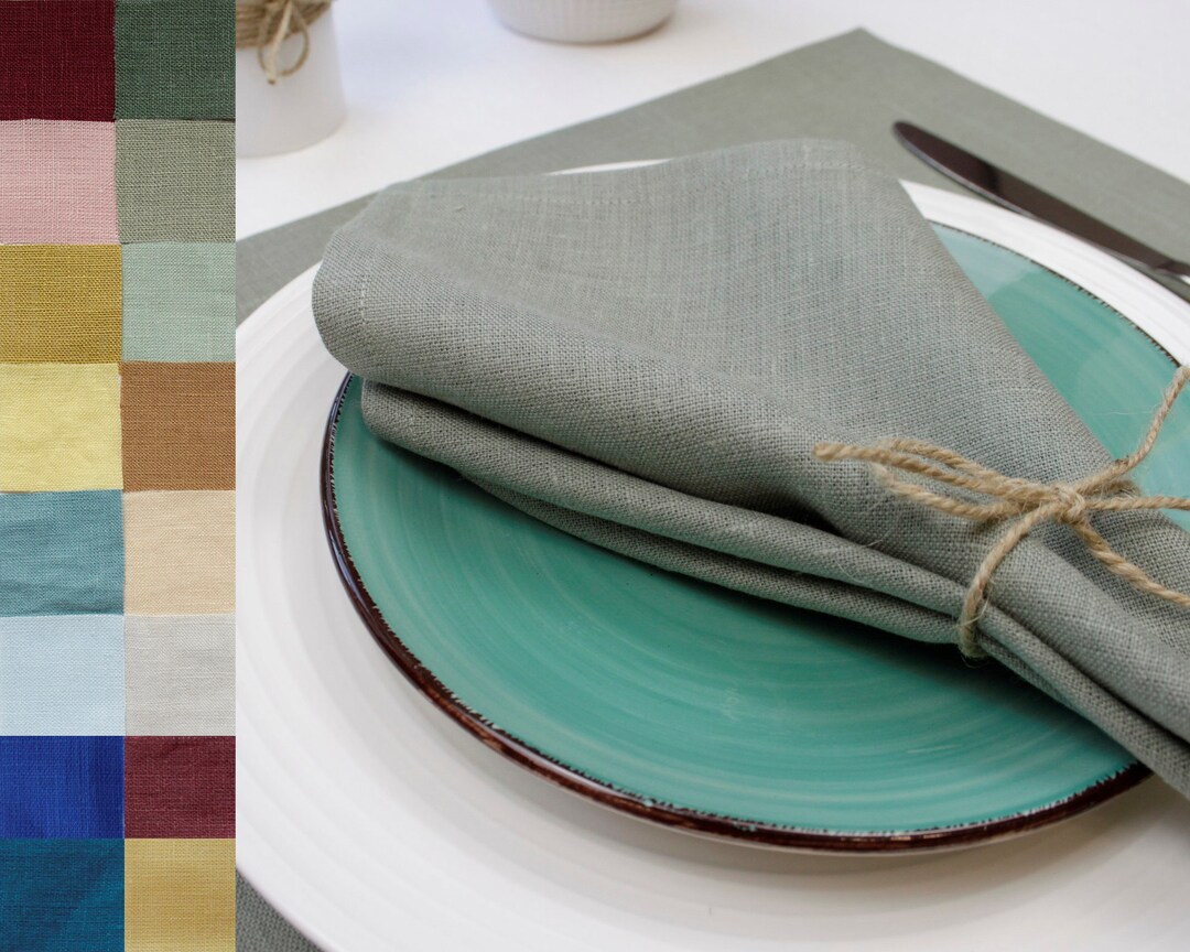 Sage Green Linen Napkins Bulk Set of Cloth Table Napkins Etsy