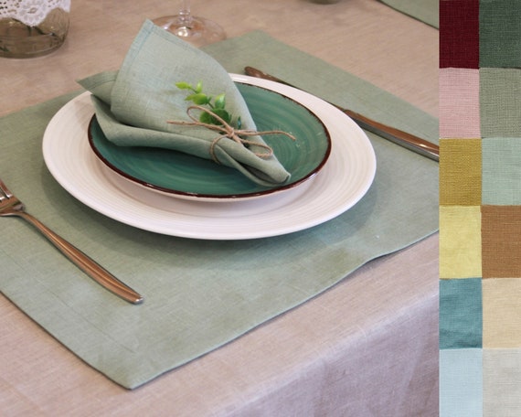 Sage Green Linen Napkins and Placemats for Wedding Cloth 