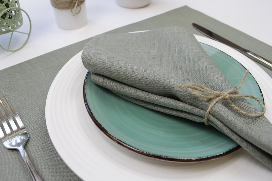 Sage cloth napkins set Green wedding napkins bulk Custom Etsy