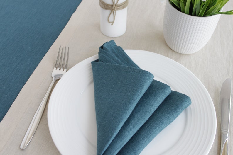 Sage Green Cloth Napkins Set, Grey Wedding Napkins Bulk, Custom Cocktail Linen Napkin Set