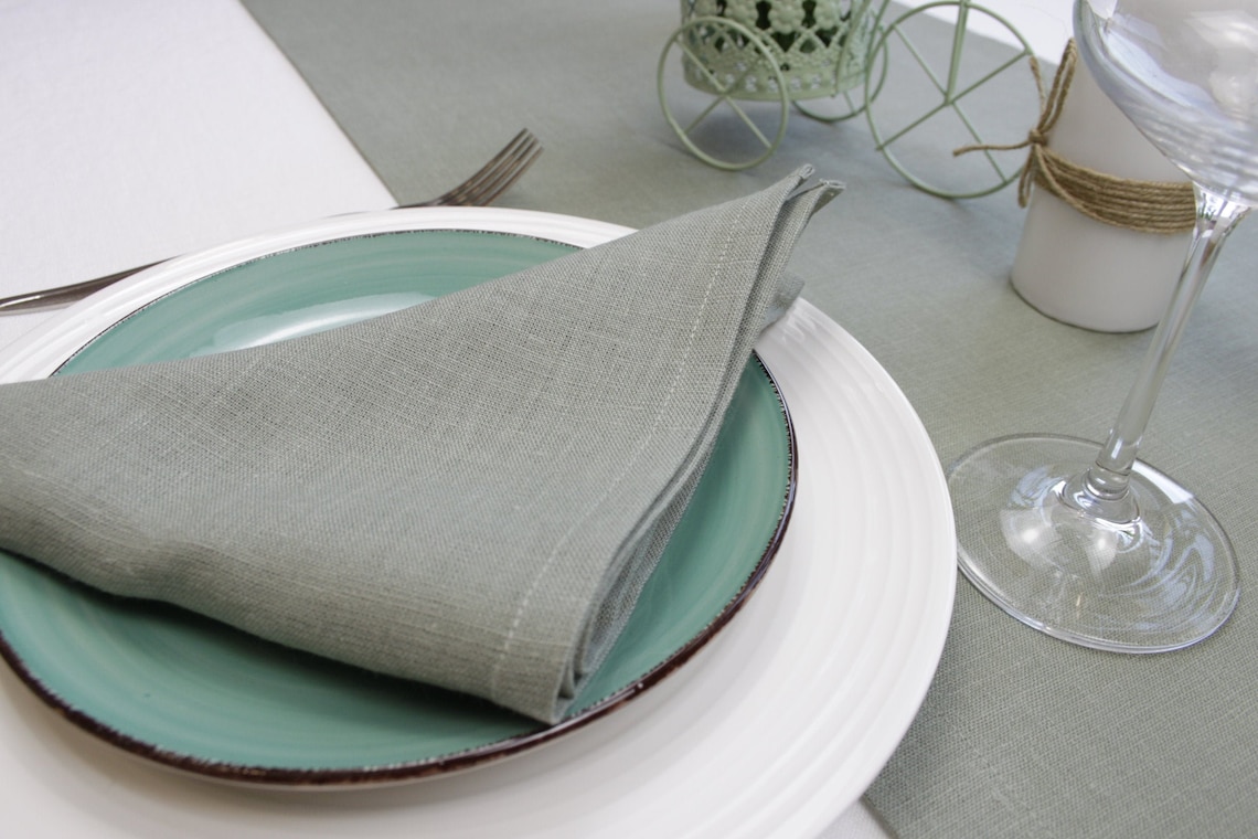 Sage Cloth Napkins Set Green Wedding Napkins Bulk Custom Etsy UK