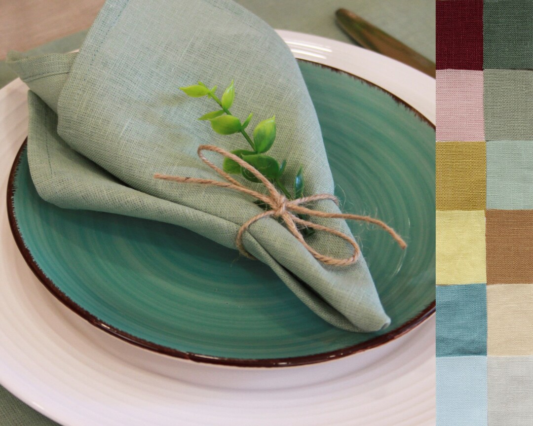 Sage Green Linen Napkins Custom Cocktail Napkins Cloth Etsy