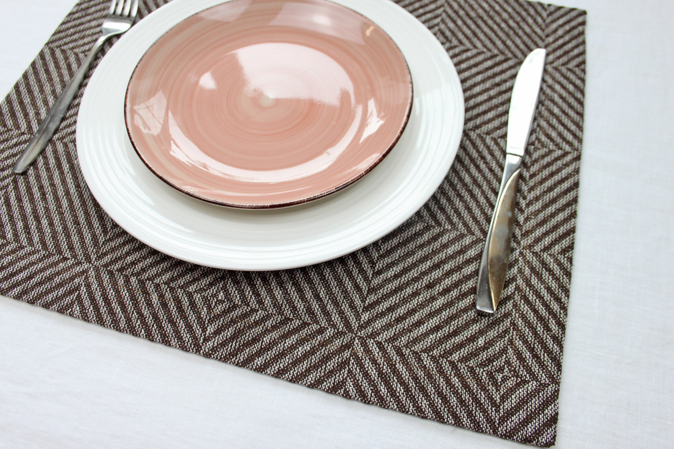 Custom Heavy Weight Linen Placemats Set Modern Geometric Etsy