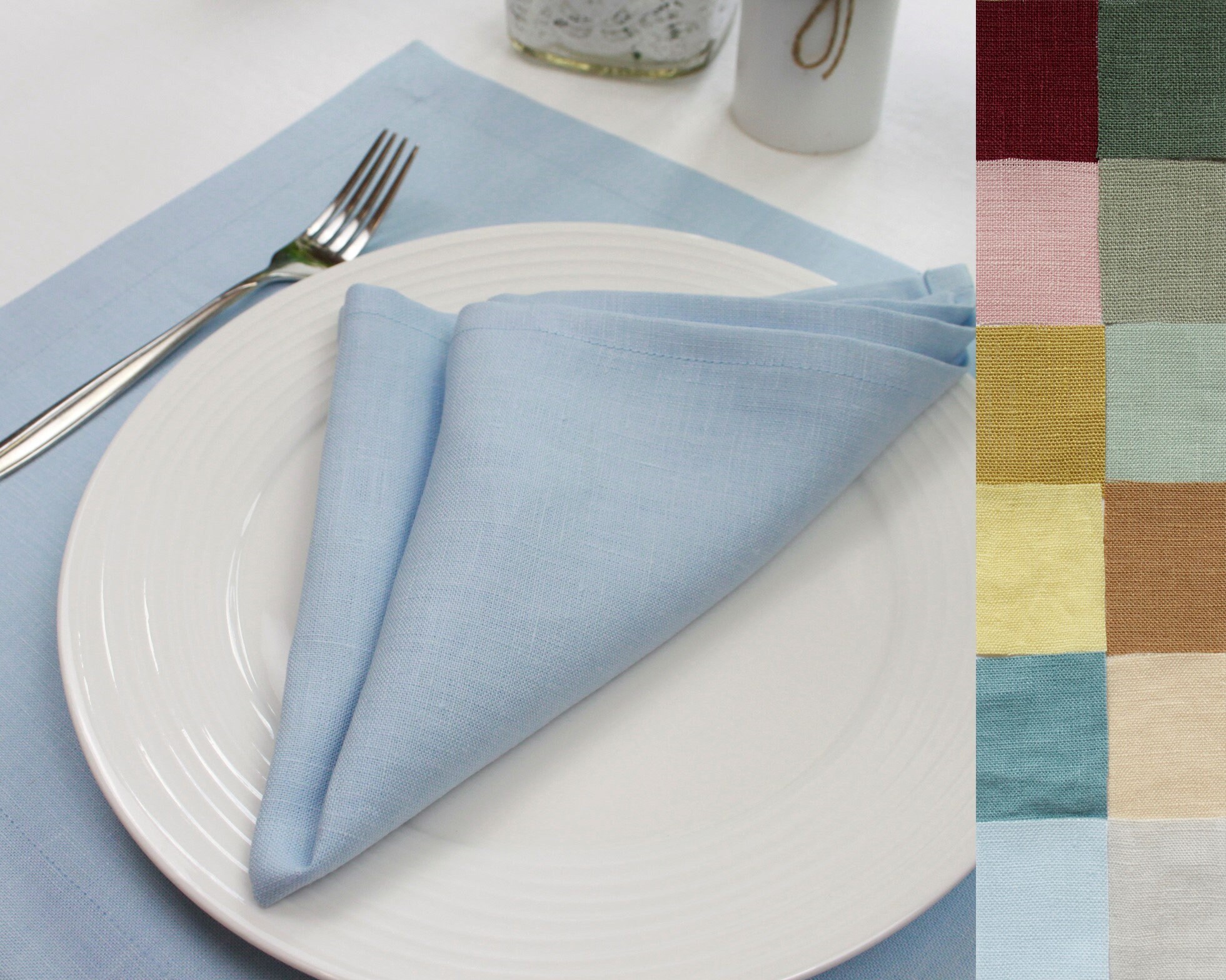 Dusty blue linen napkins Cloth napkins set Custom cocktail Etsy
