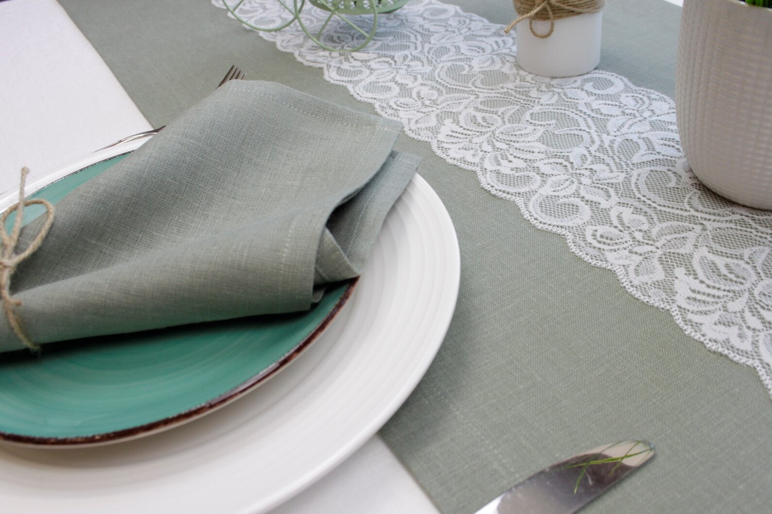 Sage green cloth napkins set Grey wedding napkins bulk Etsy