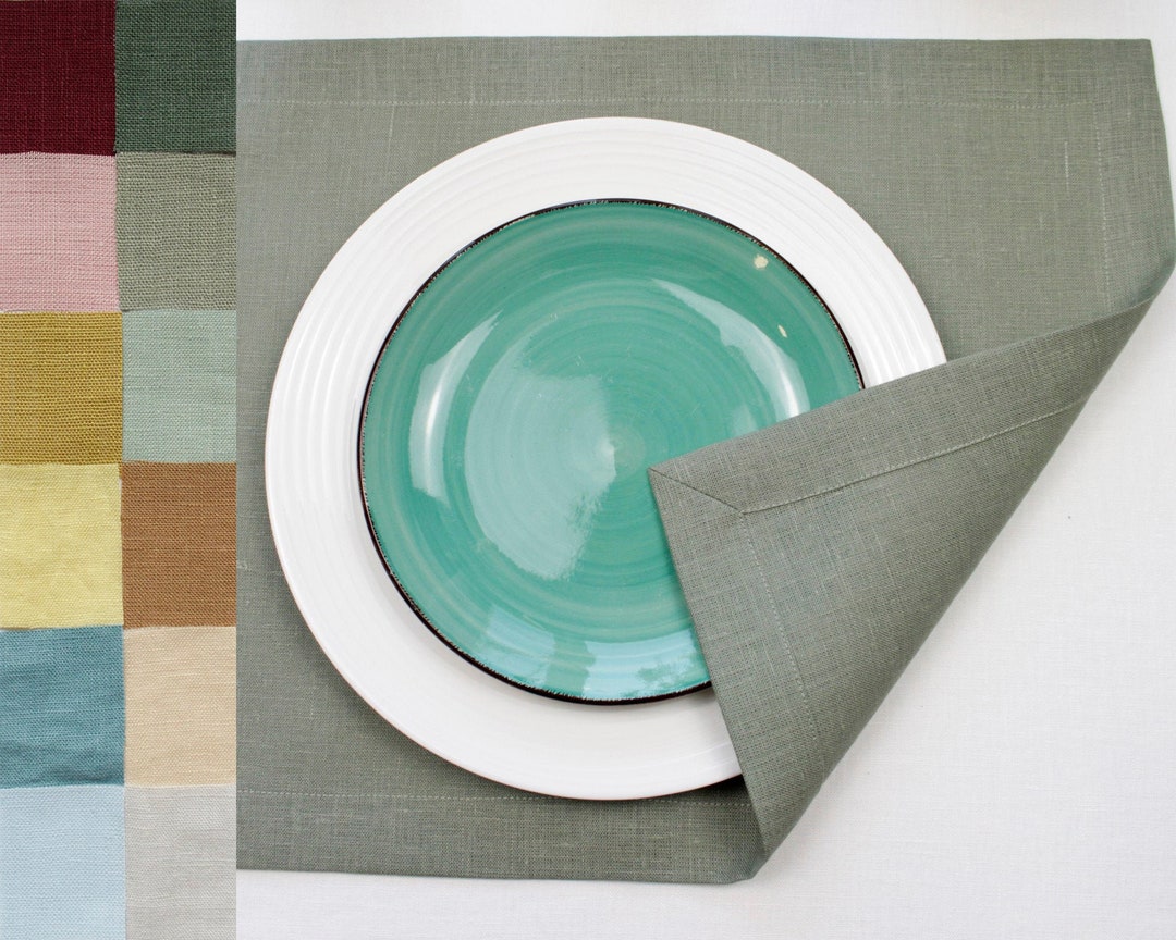 Placemats Set of 124681012 Sage Green Linen Modern Etsy