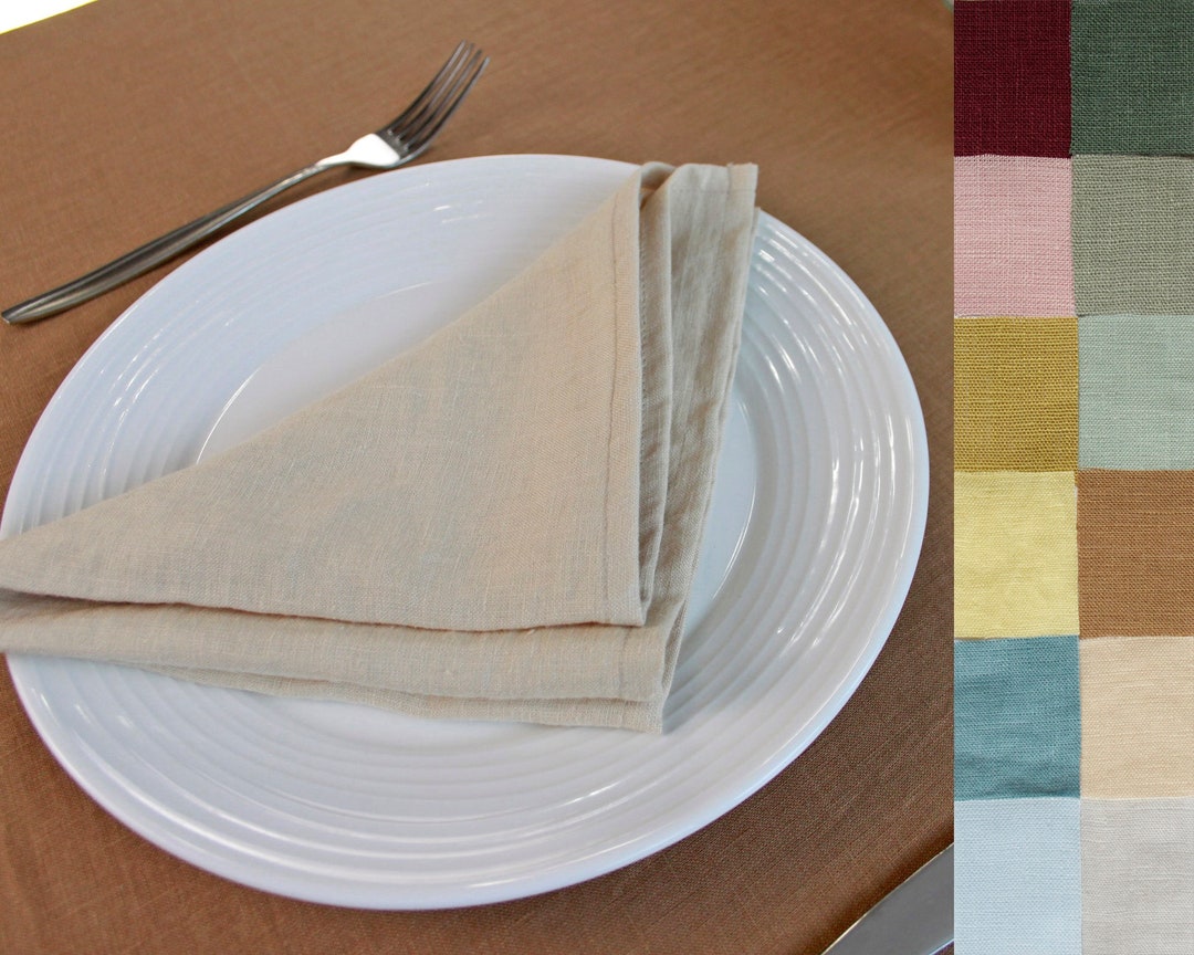 Limecasa Flax Linen Napkins Set Of 12, 18x18 Washable Dinner Napkins, Natural Lace Linen Cloth Napkins For Dining, Eco-Friendly & Durable