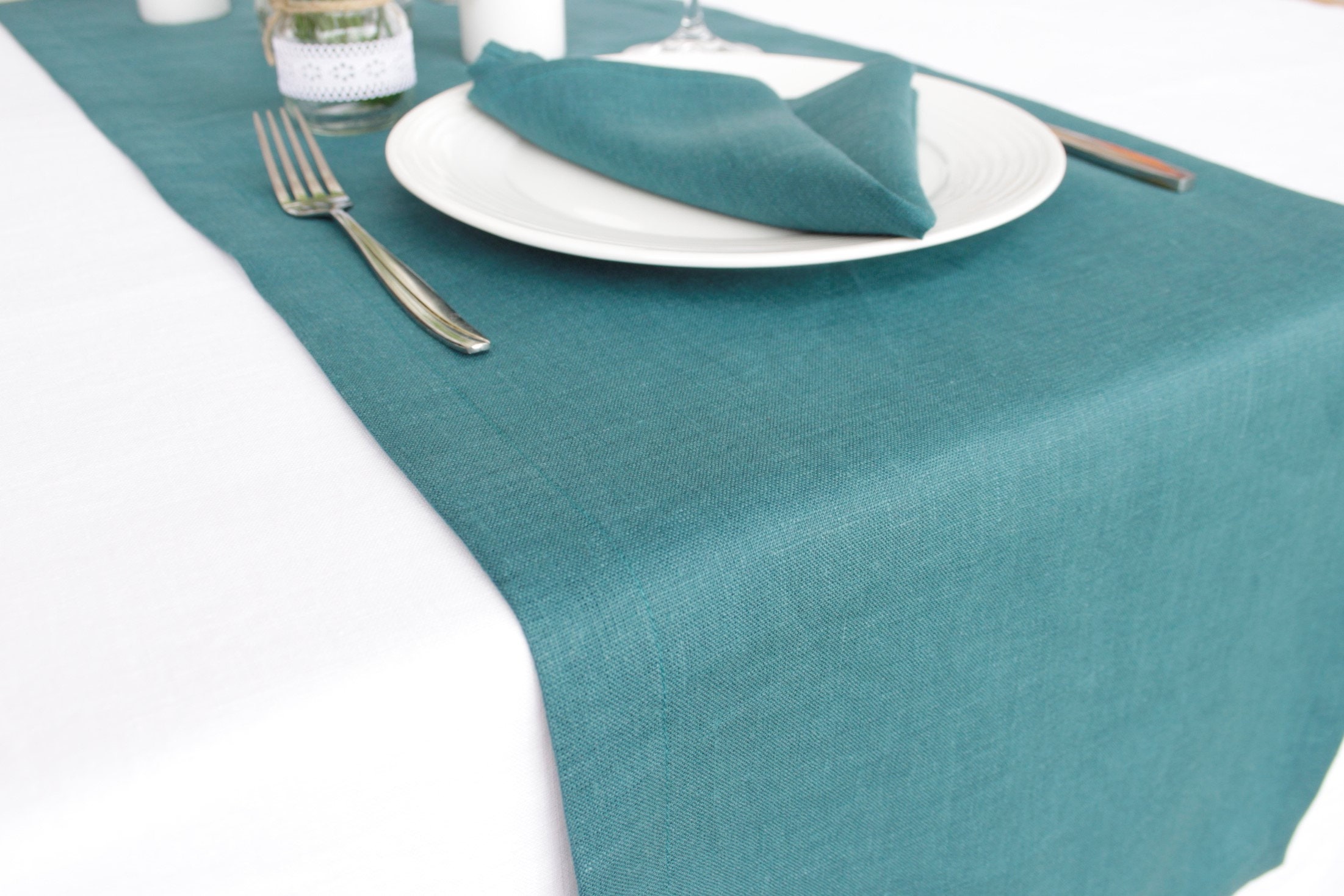 Custom Dusty Blue Table Runner Farmhouse Linen Table Runner Etsy